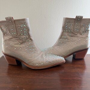 ISNOM Glam Sparkly Rhinestone Cowboy Party Boots Size 11